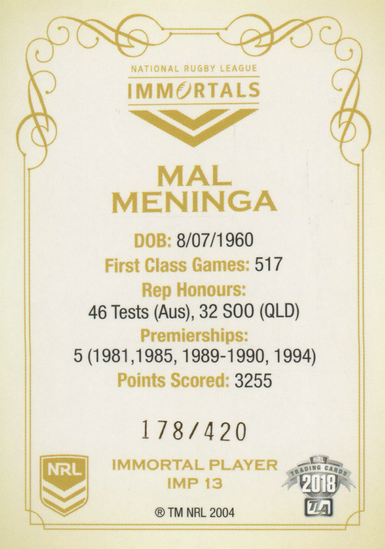 Mal Meninga back