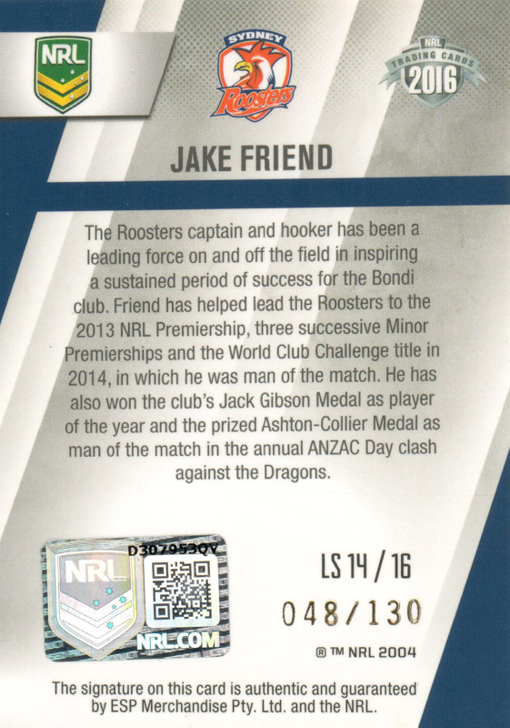 Jake Friend back