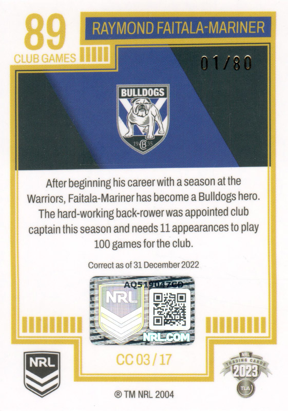 Raymond Faitala-Mariner back