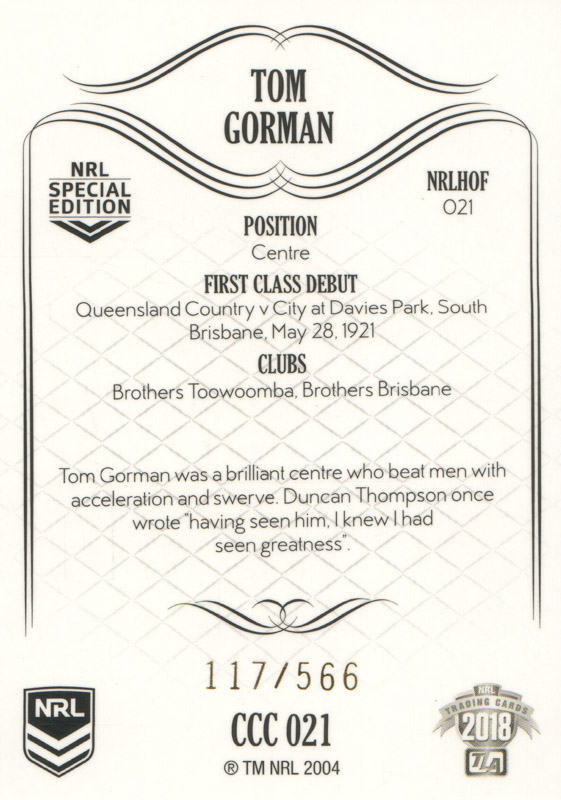 Tom Gorman back