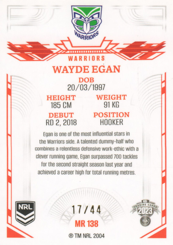 Wayde Egan back