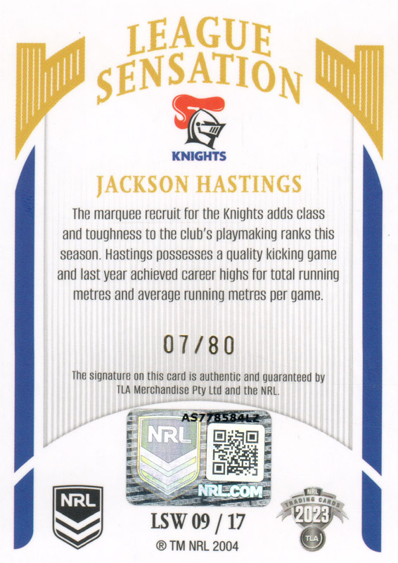 Jackson Hastings back