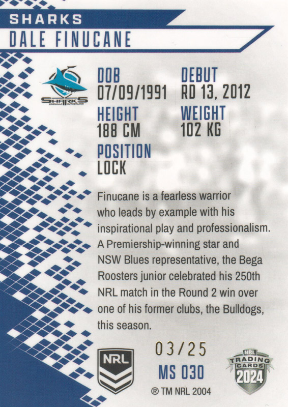 Dale Finucane back