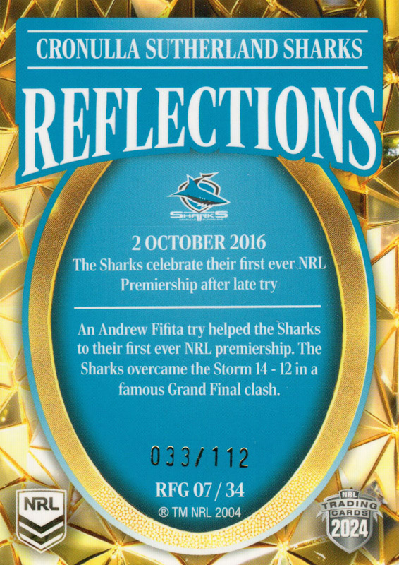 2016 Sharks Premiership back