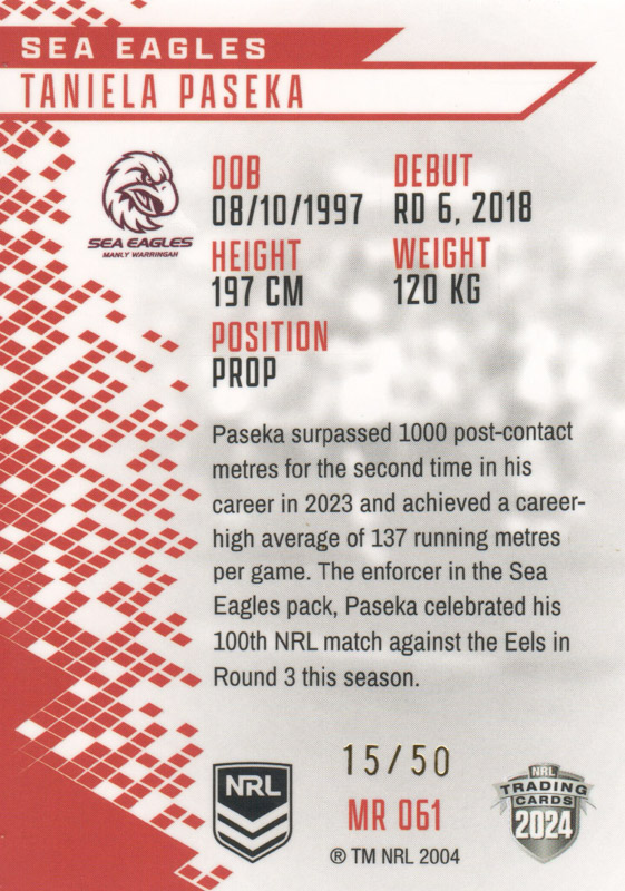 Taniela Paseka back