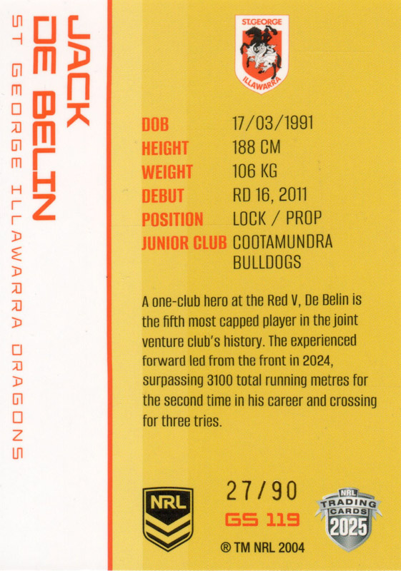 Jack De Belin back