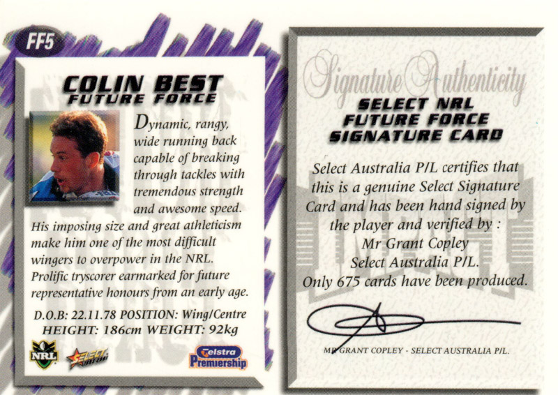 Colin Best back