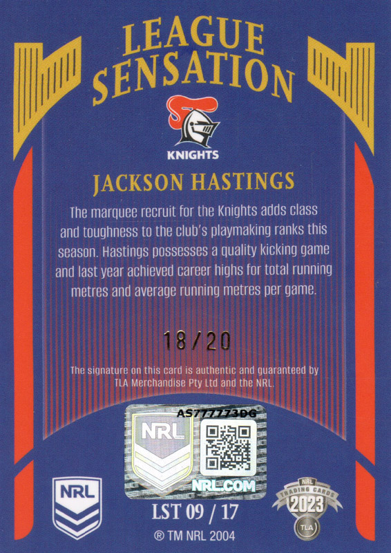 Jackson Hastings back