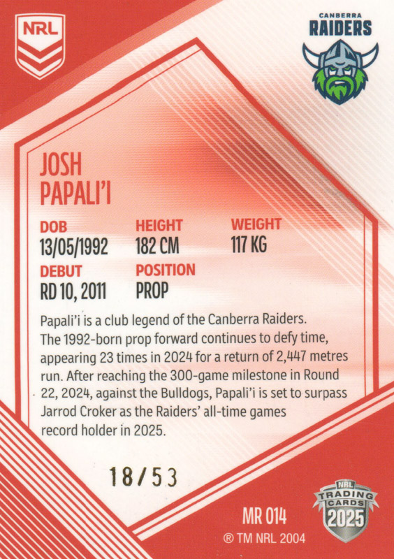 Josh Papali'i back