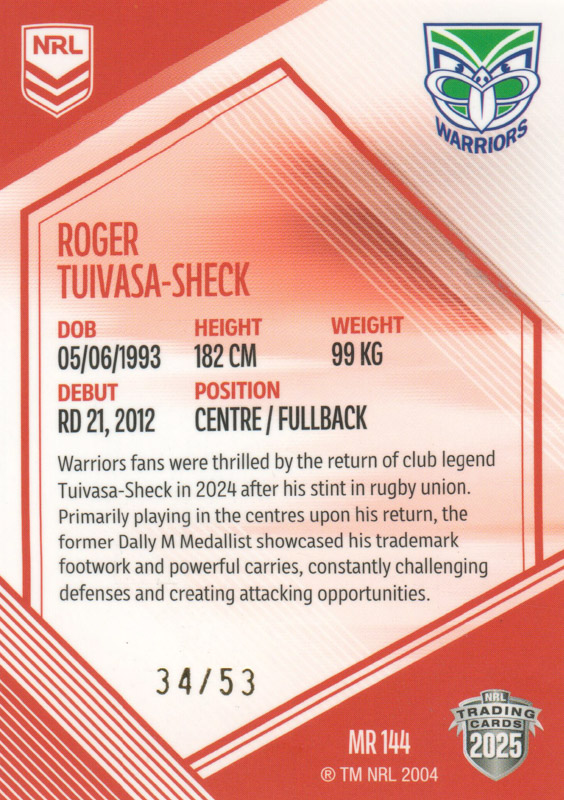 Roger Tuivasa-Sheck back