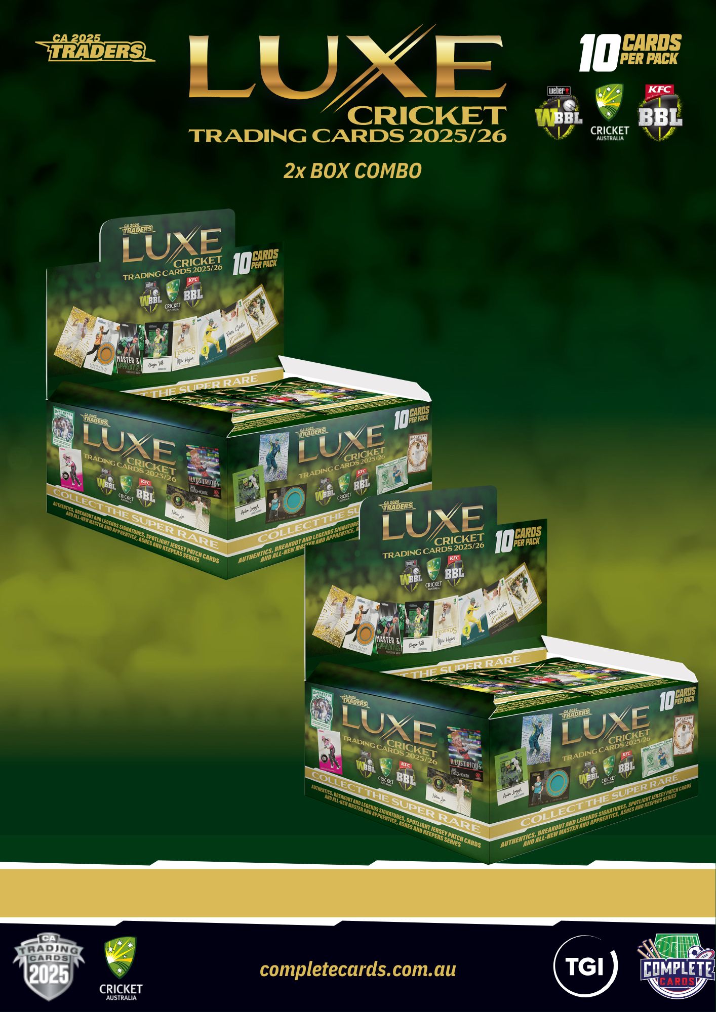 2025-26 TGI Traders Cricket Australia Luxe - 2x Box Combo