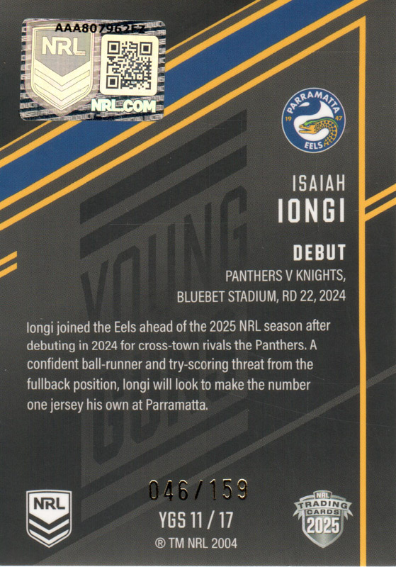 Isaiah Iongi back