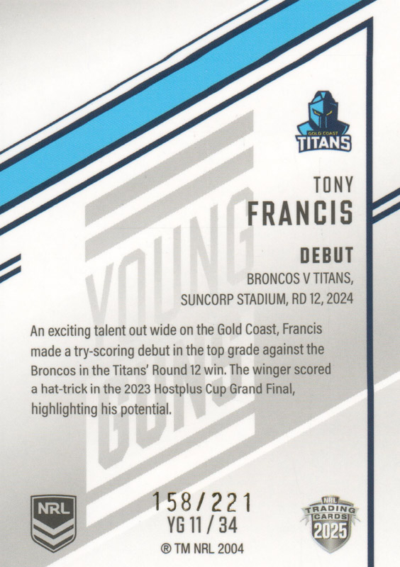 Tony Francis back