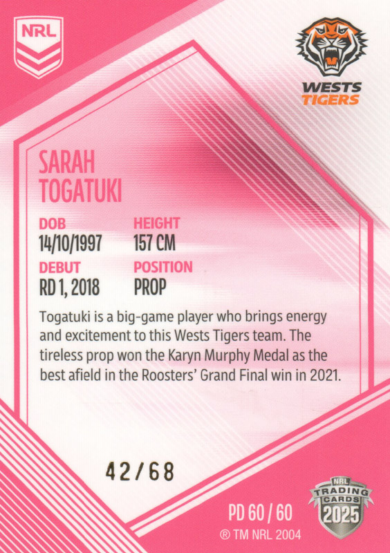 Sarah Togatukih back