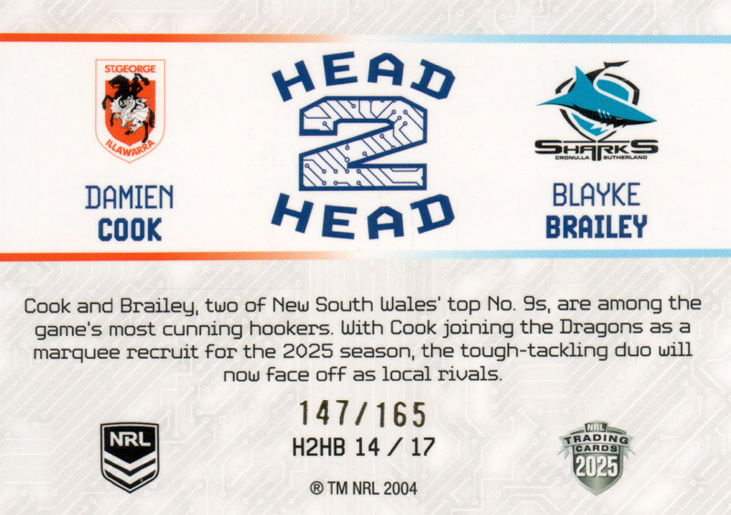 Damien Cook & Blayke Brailey back