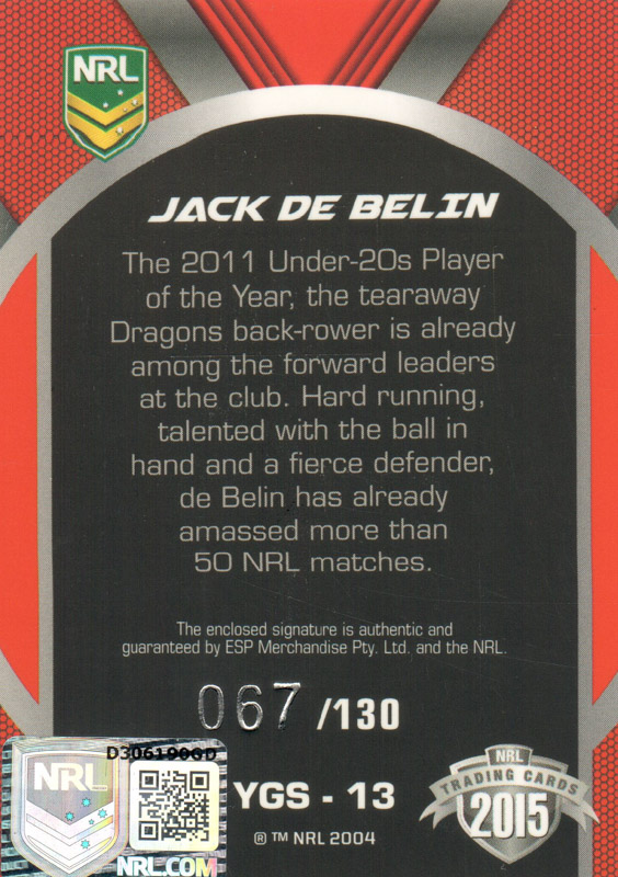 Jack De Belin back