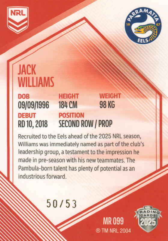 Jack Williams back