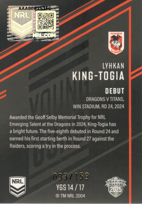 Lyhkan King-Togia back