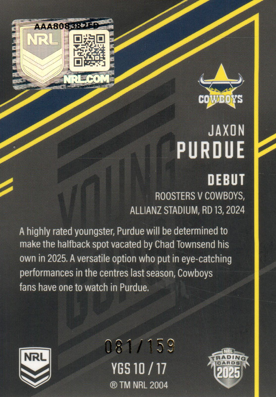 Jaxon Purdue back