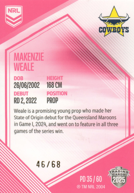 Makenzie Weale back