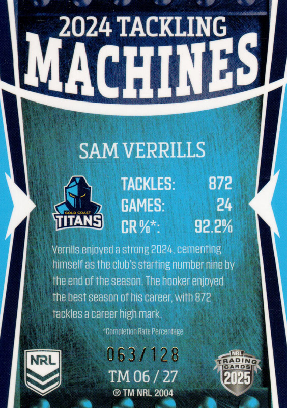 Sam Verrills back