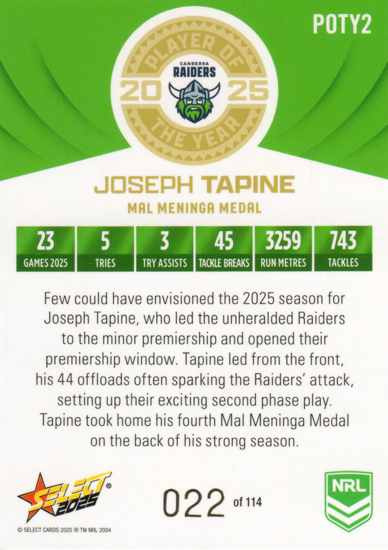 Joseph Tapine back