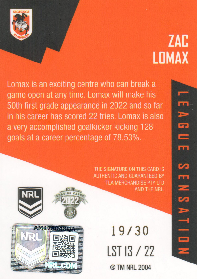 Zac Lomax back