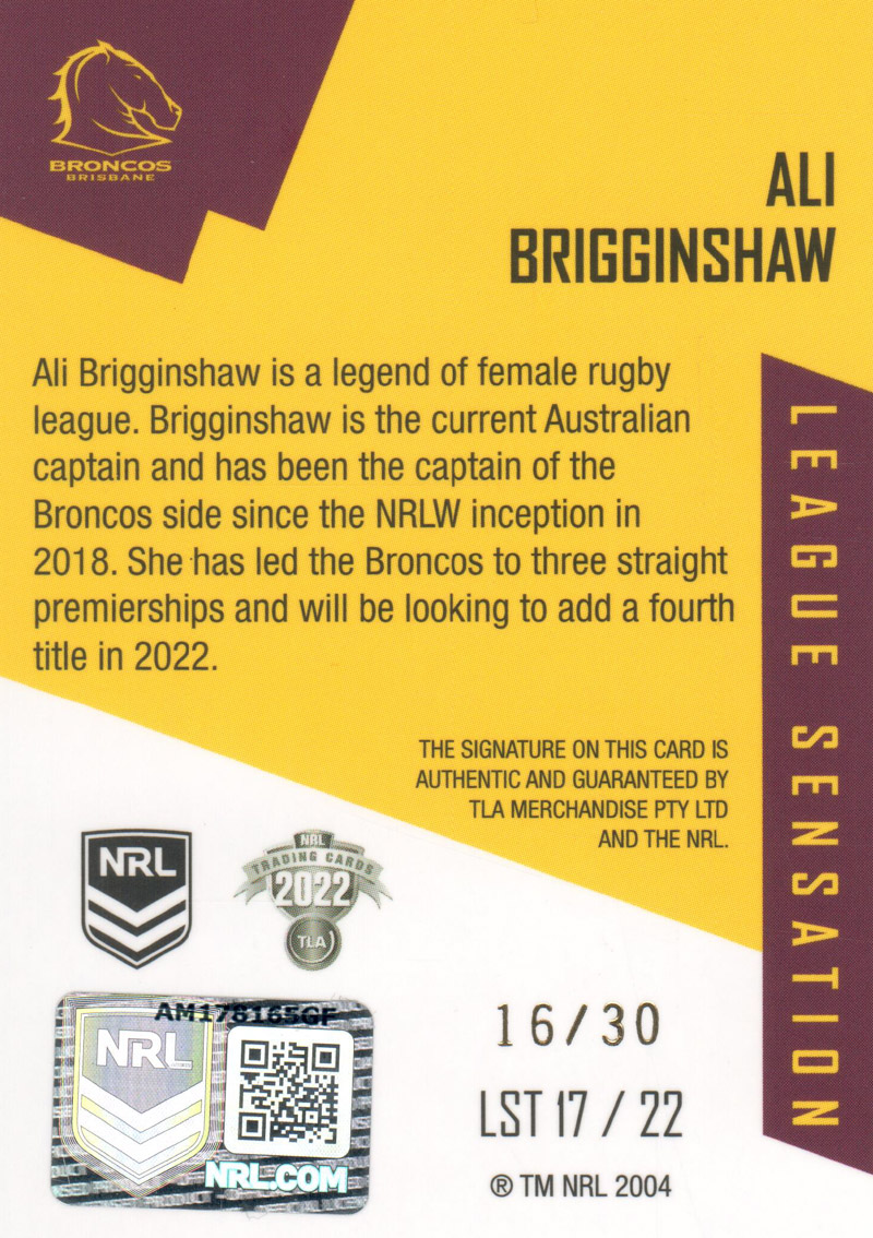 Ali Brigginshaw back