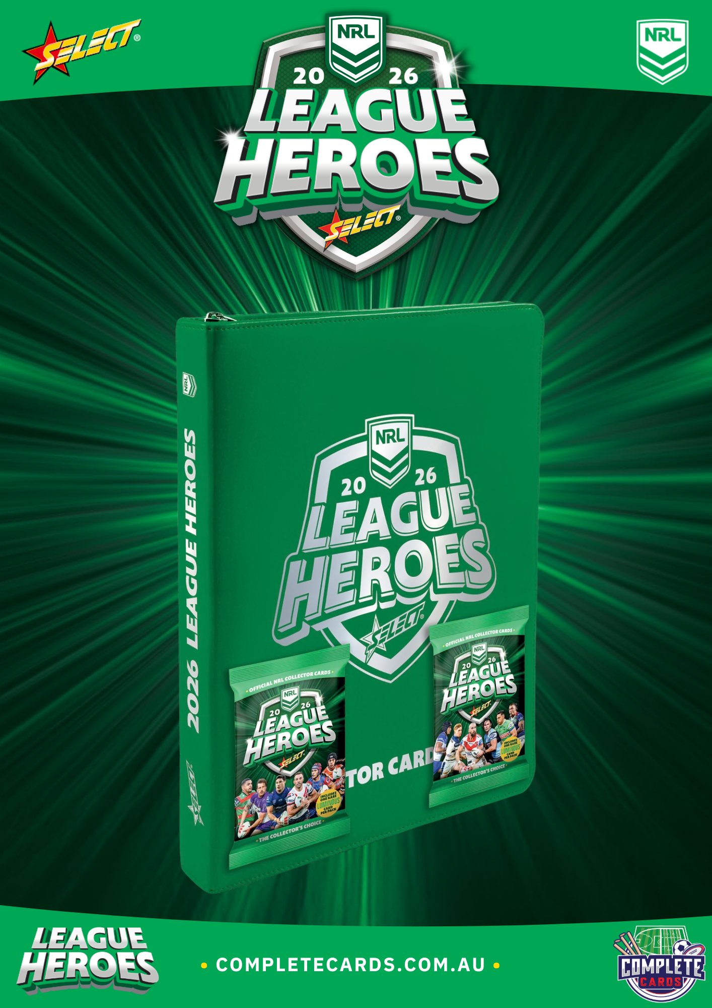2026 NRL Select League Heroes - Vinyl Album + 2 Packs