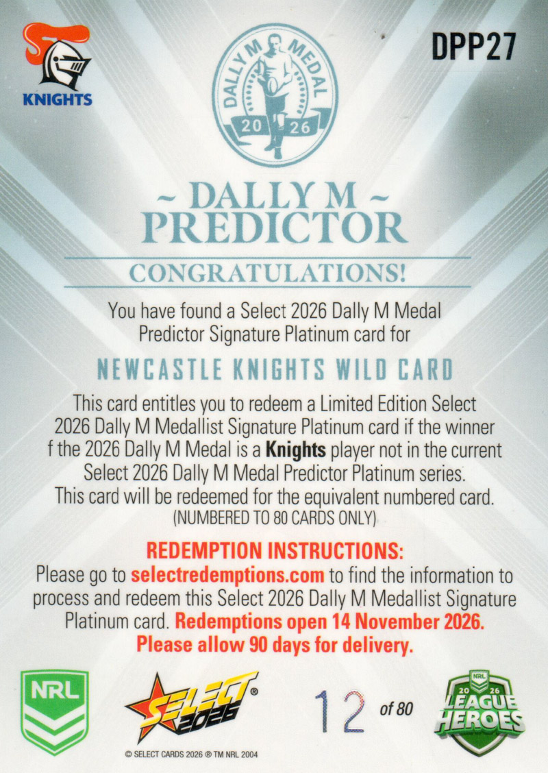 Newcastle Knights Wild Card back