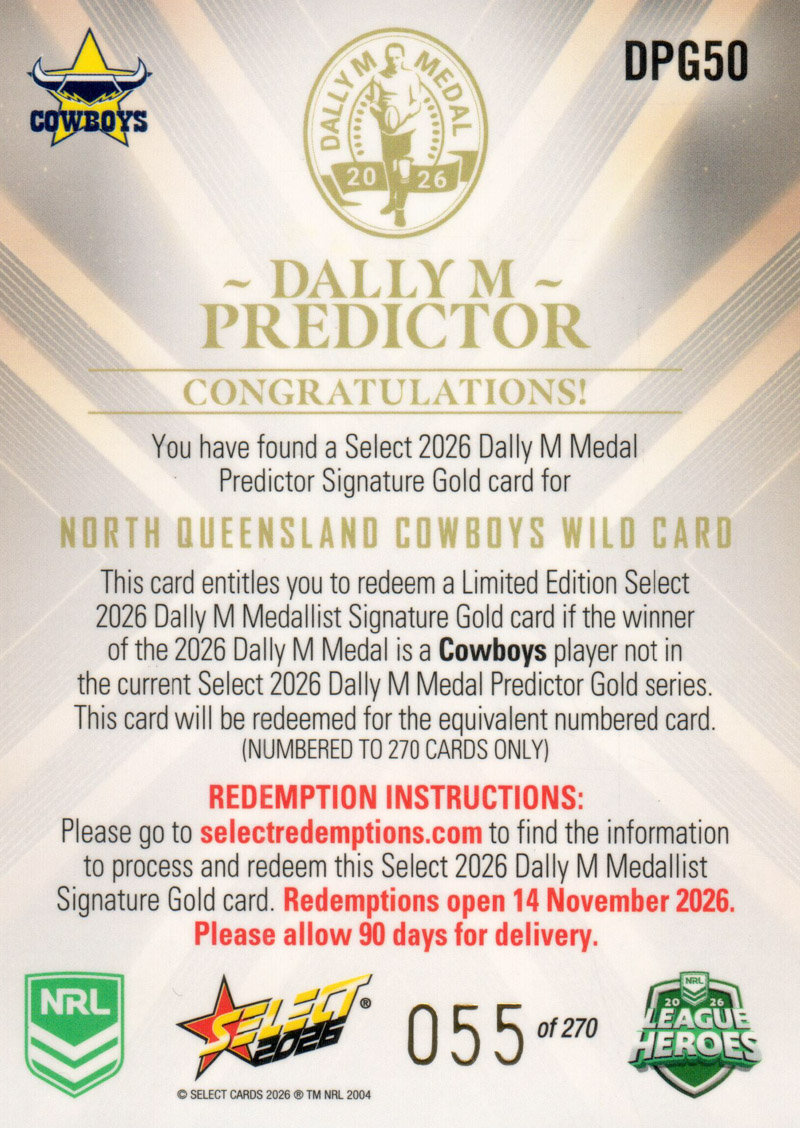 North Queensland Cowboys Wild Card back