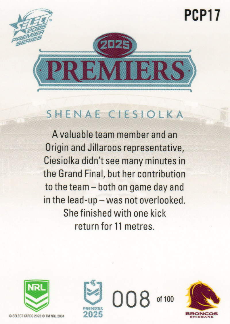 Shenae Ciesiolka back