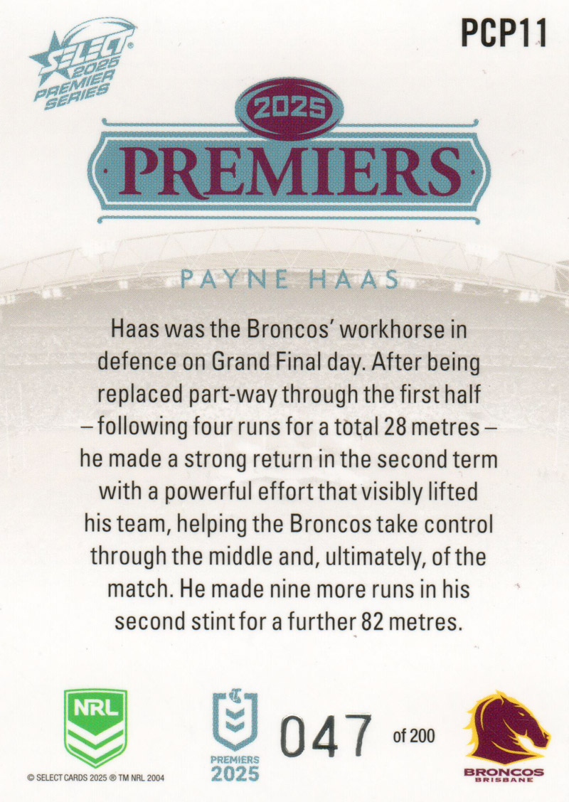 Payne Haas back