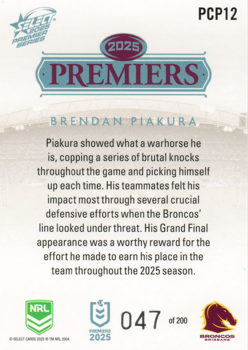 Brendan Piakura back